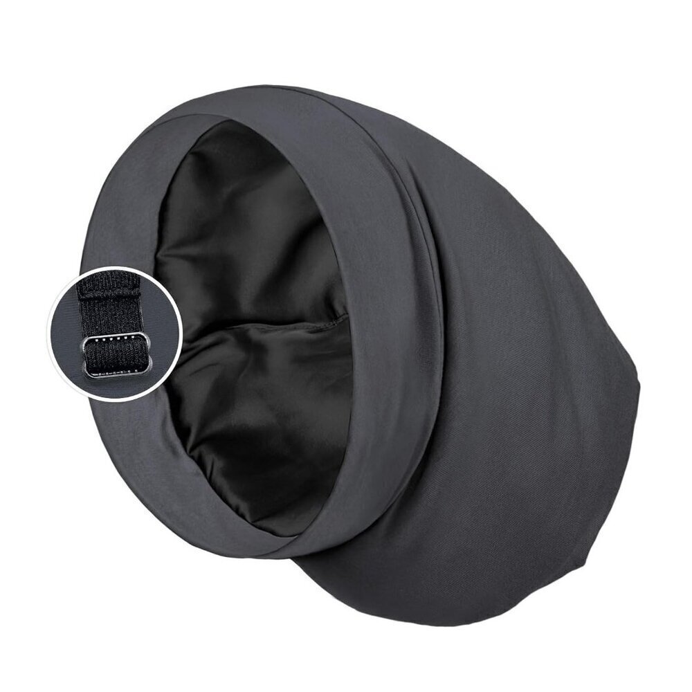 Satin Lined Sleep Cap Bonnet for Curly Hair and Braids, Stay On All Night Hair W